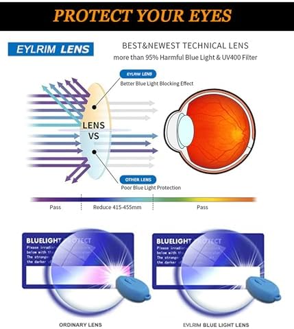 EYLRIM Square Thick Frame Glasses For Women Men Chunky Rectangle Blue Light Glasses Non Prescription Eyeglasses