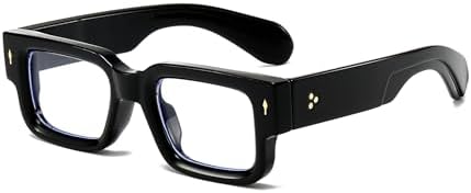 EYLRIM Square Thick Frame Glasses for Women Men Chunky Rectangle Blue Light Glasses Non Prescription Eyeglasses