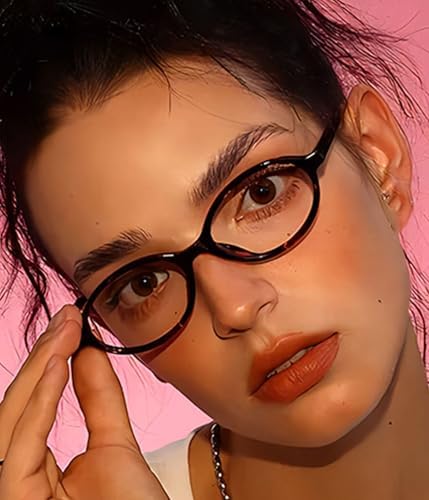 Fashion Oval Frame Glasses For Women Men Oval Lens Non-prescription Nerd Eyeglasses