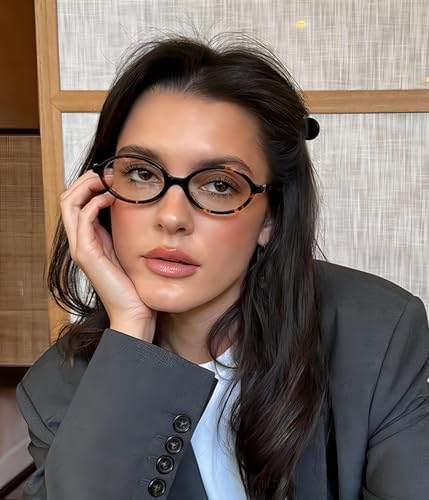 Fashion Oval Frame Glasses For Women Men Oval Lens Non-prescription Nerd Eyeglasses