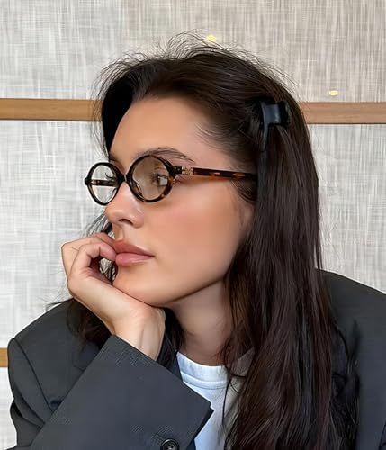 Fashion Oval Frame Glasses For Women Men Oval Lens Non-prescription Nerd Eyeglasses