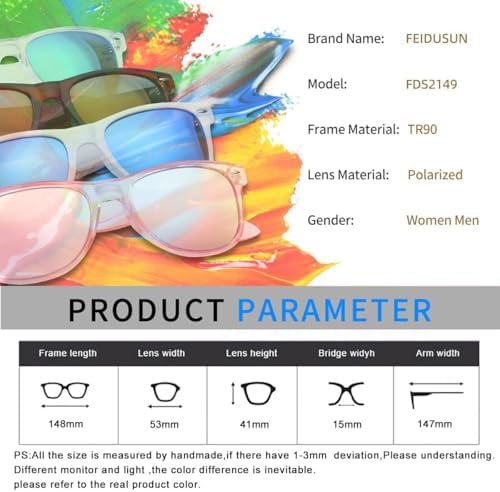 FEIDUSUN Sunglasses Men Polarized Sunglasses For Mens And Womens Black Retro Sun Glasses Driving Fishing UV Protection