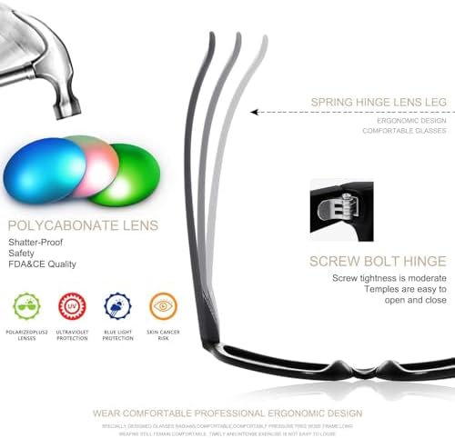 FEIDUSUN Sunglasses Men Polarized Sunglasses For Mens And Womens Black Retro Sun Glasses Driving Fishing UV Protection