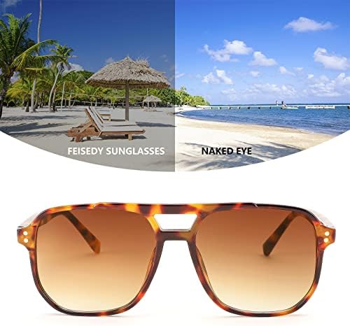FEISEDY Retro Square Aviator Sunglasses Women Men 70s Vintage Trendy Plastic Frame Sun Glasses B2835