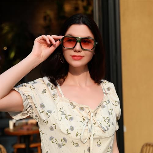 FEISEDY Vintage Square 70s Flat Aviator Sunglasses Women Men Classic Retro Stylish Frame UV400 Sunglasses B2622