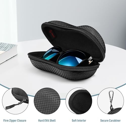 Fintie Sunglasses Case Hard EVA Shell Shockproof Sport Glasses Case With Metal Carabiner Travel Zipper Eyeglasses Holder