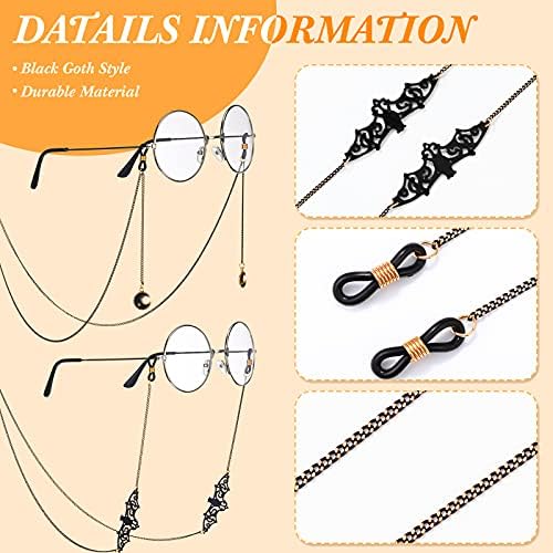 Flutesan 6 Pieces Glasses Chain Goth For Women Men Bulk Eyeglass Sunglasses Holder Chains Gothic Glasses Strap Anti Lost Eyeglass Leash