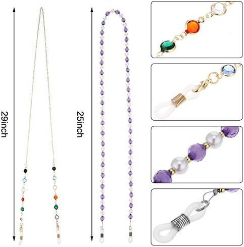 Frienda 8 Pcs Eyeglass Chains Beaded Glasses Chain For Women Stylish Elegant Sunglasses Strap Holder Around Neck