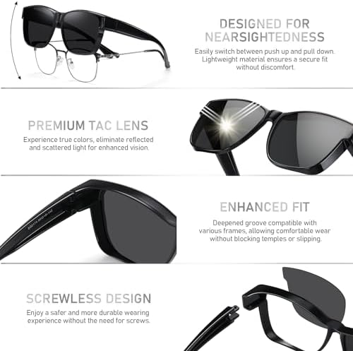 GEGURI Polarized Sunglasses Fit Over Glasses For Men Women Oversized Square Sun Glasses UV400 Protection Shades