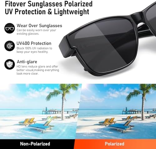 GEGURI Polarized Sunglasses Fit Over Glasses For Men Women Oversized Square Sun Glasses UV400 Protection Shades