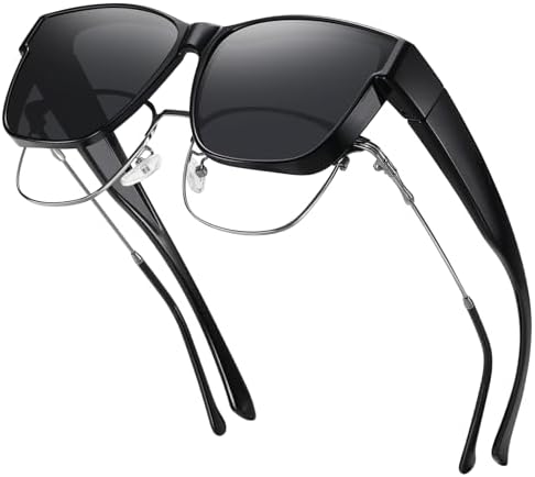 GEGURI Polarized Sunglasses Fit Over Glasses for Men Women Oversized Square Sun Glasses UV400 Protection Shades