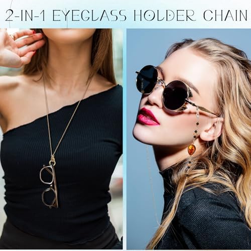 Geyoga 6 Pcs 2-in-1 Eyeglass Chains Glasses Chain Holder Lanyard For Women Beaded Glasses Strap Around Neck Sunglasses Cords
