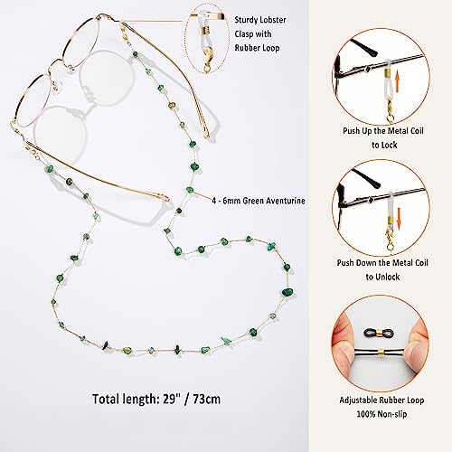 Glasses Chain For Women Eye Glasses Holders Around Neck Natural Crystal Eyeglasses Strap Sunglass Chains For Women