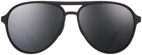 Goodr Operation: Blackout Polarized Aviator Sunglasses For Men & Women Large Sized (Mach G) Black Solid Frame With Black Non-Reflective Glare Reducing Lenses UV400 Protection No Slip No Bounce