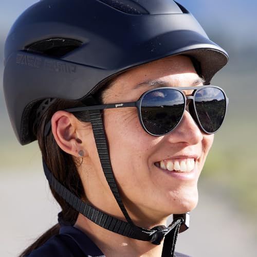 Goodr Operation: Blackout Polarized Aviator Sunglasses For Men & Women Large Sized (Mach G) Black Solid Frame With Black Non-Reflective Glare Reducing Lenses UV400 Protection No Slip No Bounce