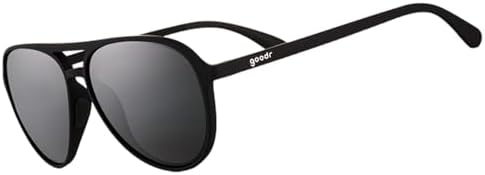 goodr Operation: Blackout Polarized Aviator Sunglasses for Men & Women Large Sized (Mach G) Black Solid Frame with Black Non-Reflective Glare Reducing Lenses UV400 Protection No Slip No Bounce