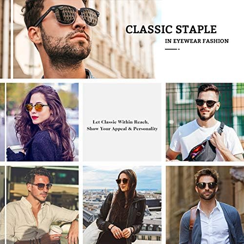 GQUEEN Classic Horn Rimmed Semi Rimless Polarized Sunglasses For Men Women GQO6