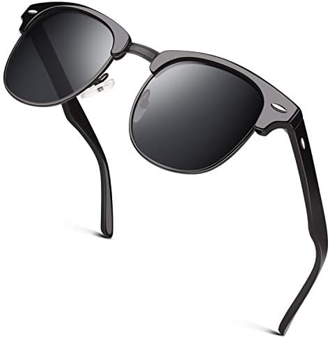 GQUEEN Classic Horn Rimmed Semi Rimless Polarized Sunglasses for Men Women GQO6