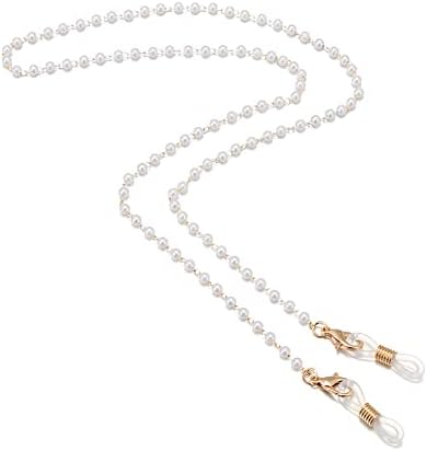 Guqqeuc Pearl Glasses Eyeglasses Chain For Women Beaded Sunglasses Chains Pearl Eyewear Chain Holder Necklace - Glasses Chain ONLY (No Glasses Included)