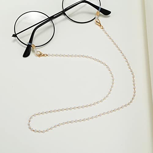 Guqqeuc Pearl Glasses Eyeglasses Chain For Women Beaded Sunglasses Chains Pearl Eyewear Chain Holder Necklace - Glasses Chain ONLY (No Glasses Included)