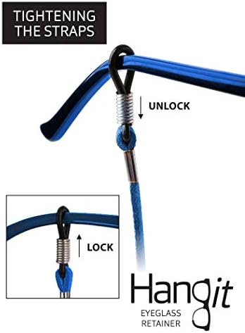 HANGIT Elegant Eyeglass Sunglass Strap-Chain-Retainer Sports Band 3 Pack (blue Black Brown - PU Leather For Men Women By HANGIT