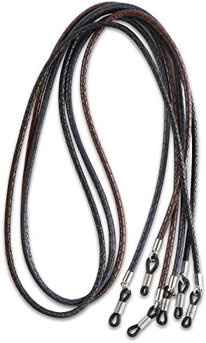 HANGIT Elegant Eyeglass Sunglass Strap-Chain-Retainer Sports Band 3 Pack (blue black brown - PU Leather For Men Women By HANGIT