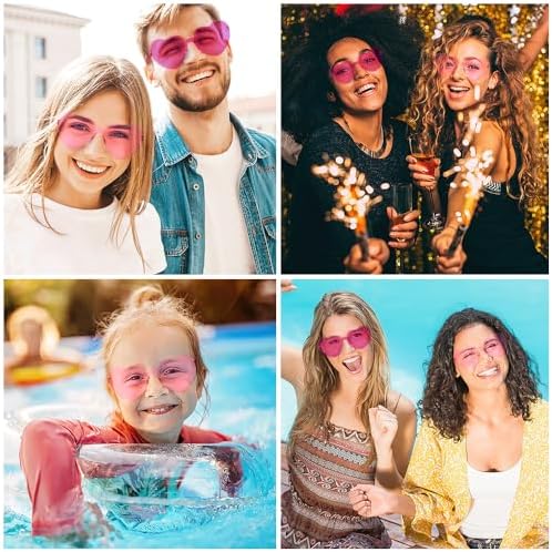 Heart Sunglasses 2 Pairs Heart Shaped Sunglasses Womens Heart Glasses Rave Sunglasses For Women Party Favors