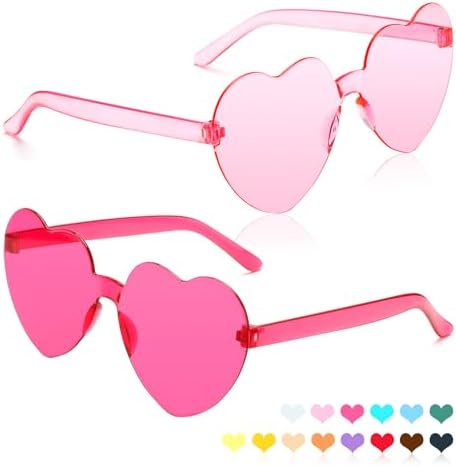 Heart Sunglasses 2 Pairs Heart Shaped Sunglasses Womens Heart Glasses Rave Sunglasses for Women Party Favors