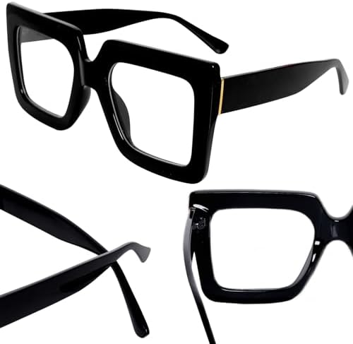 Hoyuwak Oversized Square Blue Light Glasses Big Frame Computer Eyewear Thick Fashion Clear Glasses For Women Fashion