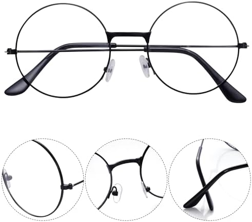 Hoyuwak Retro Round Glasses Clear Lens Circle Glasses Non-Prescription Metal Frame Round Costume Eyeglasses For Women Men