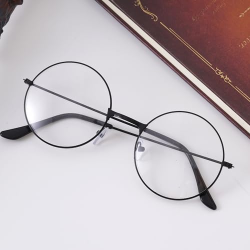 Hoyuwak Retro Round Glasses Clear Lens Circle Glasses Non-Prescription Metal Frame Round Costume Eyeglasses For Women Men