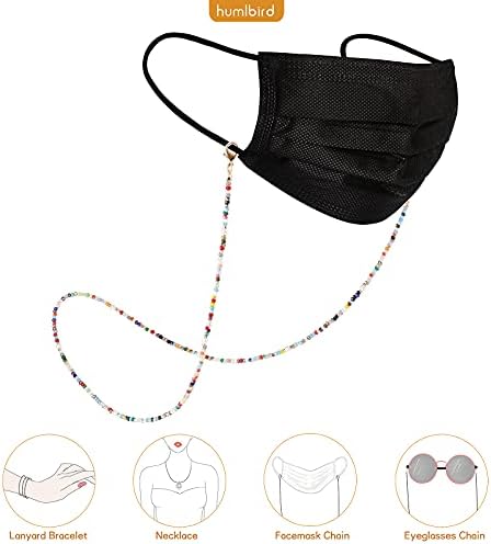 Humlbird Mask Lanyard Eyeglasses Chain Healing Crystal Beaded Sunglasses Chains With Pearl For Women