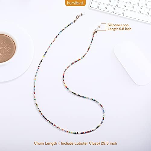 Humlbird Mask Lanyard Eyeglasses Chain Healing Crystal Beaded Sunglasses Chains With Pearl For Women