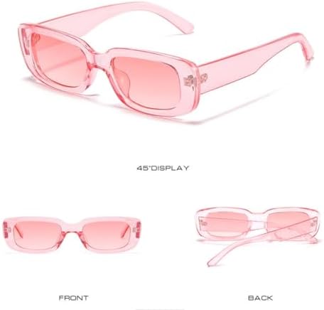 IKANOO Retro Rectangle Sunglasses For Women Men Small Square Frame Trendy Y2K 90’s Black Sunglasses