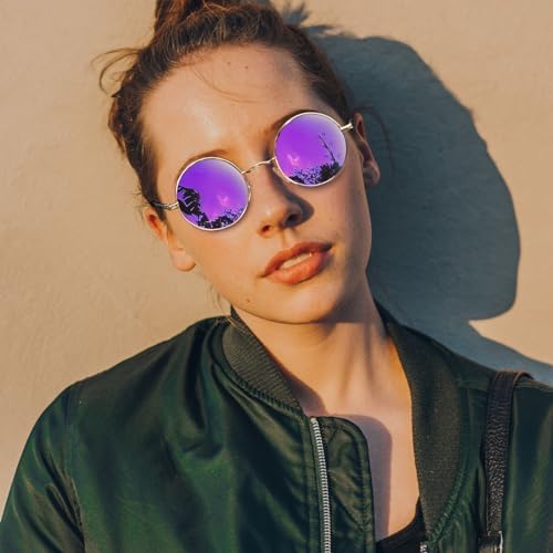 Joopin Hippie Round Sunglasses For Women Men Small Circle Sun Glasses Polarized UV400 Protection