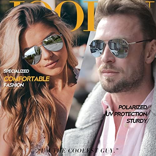 Joopin Polarized Metal Aviation Sunglasses Men Classic Military Sun Glasses Women Rectangle Shades UV400 Protection Costume