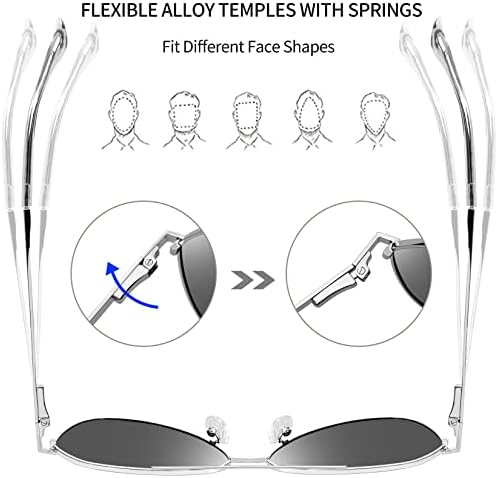 Joopin Polarized Metal Aviation Sunglasses Men Classic Military Sun Glasses Women Rectangle Shades UV400 Protection Costume