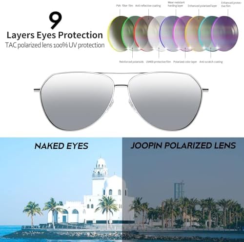 Joopin Polarized Metal Aviation Sunglasses Men Classic Military Sun Glasses Women Rectangle Shades UV400 Protection Costume