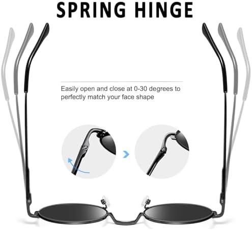 Joopin Retro Small Round Sunglasses Hippie Circle Sun Glasses Polarized UV400 Protection Metal Shades For Men Women