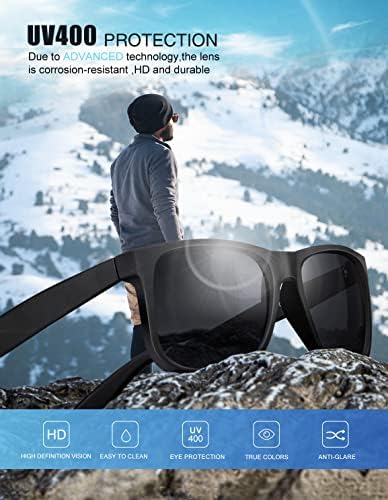 KALIYADI Sunglasses Men Polarized Sun Glasses For Mens Womens Classic Matte Black Frame UV Protection 3pack