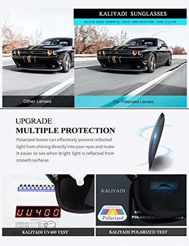 KALIYADI Sunglasses Men Polarized Sun Glasses For Mens Womens Classic Matte Black Frame UV Protection 3pack