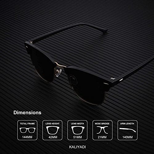 KALIYADI Sunglasses Men Polarized Sunglasses For Men Women Unisex Semi-Rimless Frame Retro Driving Sun Glasses UV Blocking