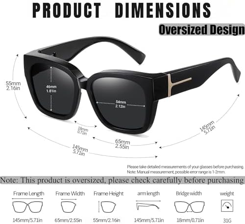 KANASTAL Oversized Over Glasses Sunglasses For Women Men Square Fit Over Polarized Sun Glasses UV400