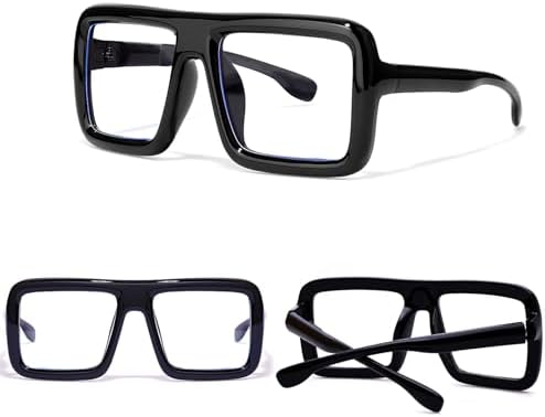 Knliwkm Big Black Rimmed Nerd Glasses Costume For Women Men Thick Square Oversized Frame Clear Lens Eyeglasses Old Man Adults Children