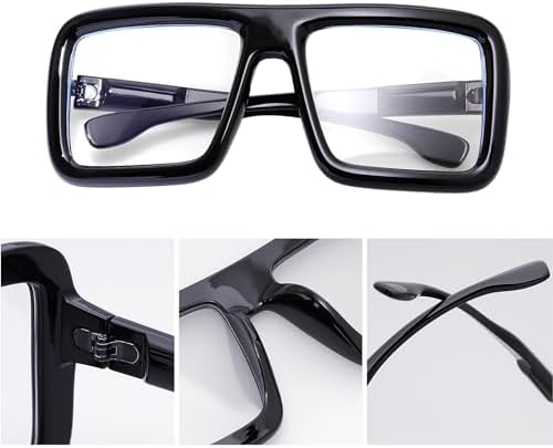 Knliwkm Big Black Rimmed Nerd Glasses Costume For Women Men Thick Square Oversized Frame Clear Lens Eyeglasses Old Man Adults Children