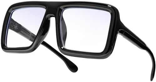 knliwkm Big Black Rimmed Nerd Glasses Costume for Women Men Thick Square Oversized Frame Clear Lens Eyeglasses Old Man Adults Children