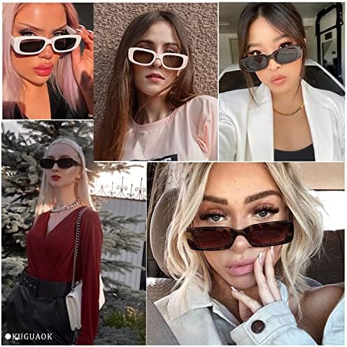 KUGUAOK Retro Rectangle Sunglasses Women And Men Vintage Small Square Sun Glasses UV Protection Glasse