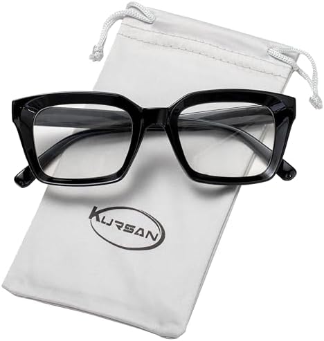 Kursan Classic Non Prescription Clear Lens Black Glasses For Women Men Thick Square Frame Eyeglasses