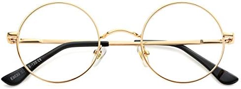 Kursan Small Round Clear Lens Glasses Non Prescription Circle Metal Frame Eyewear