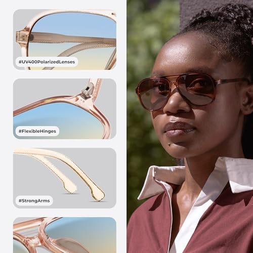 Livho Trendy Polarized Aviator Sunglasses Women Men Retro Sun Glasses For Women Men 2025 Oversized UV Protection Shades